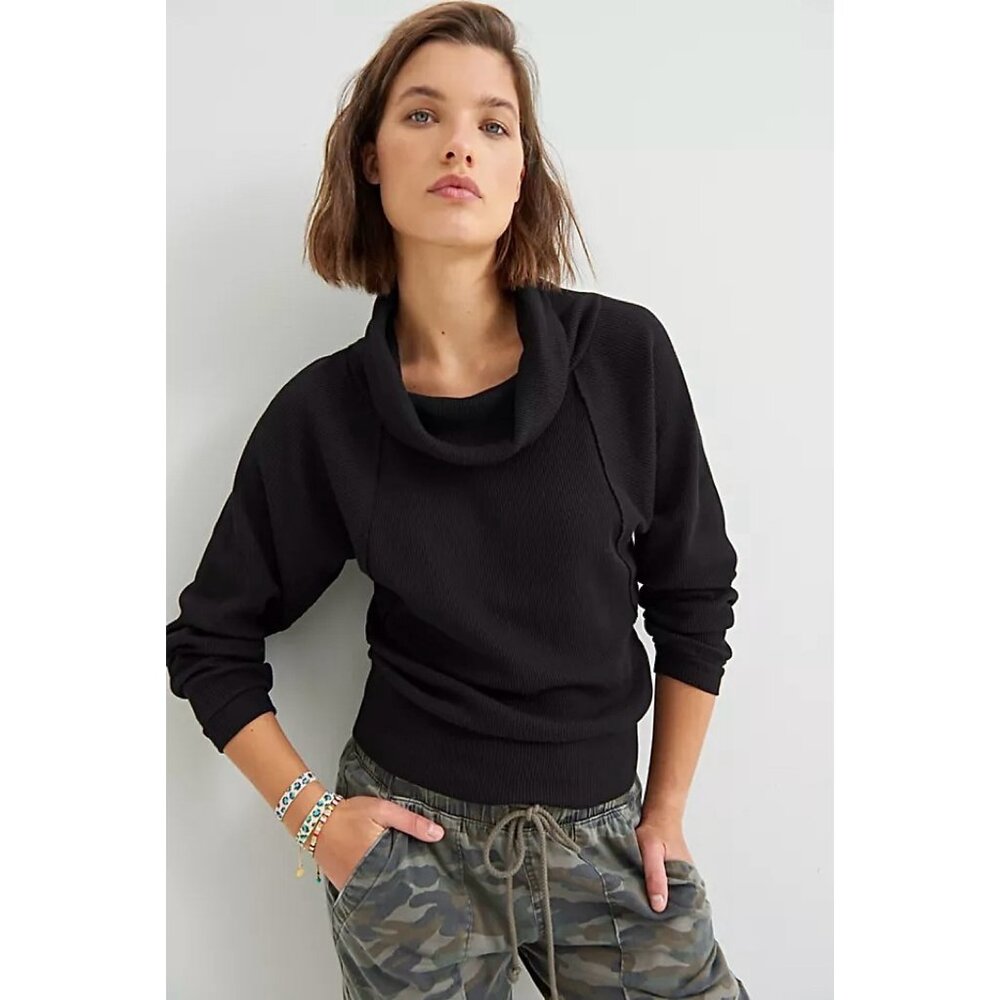 Anthropologie Pilcro Angie Mock Neck Waffle Top